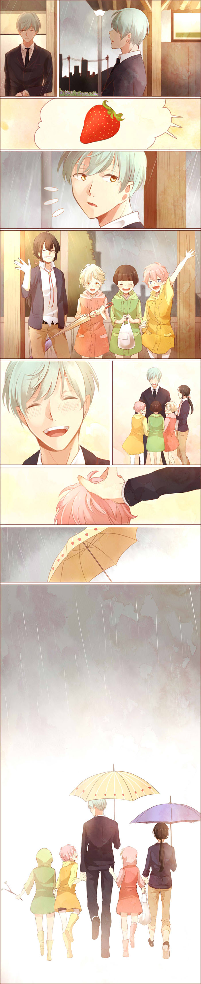 10s, 5boys, ^_^, absurdres, akita_toushirou, aqua_hair, awataguchi_family_(touken_ranbu), bad_id