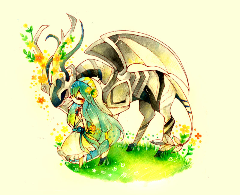 1girl, alternate_form, animal, azura_(fire_emblem), blue_hair, blush, bow, chibi