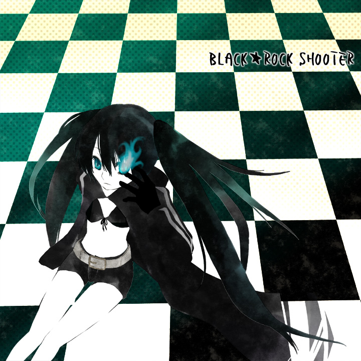 10s, 1girl, bad_id, bad_pixiv_id, black_hair, black_rock_shooter, black_rock_shooter_(character), female_focus