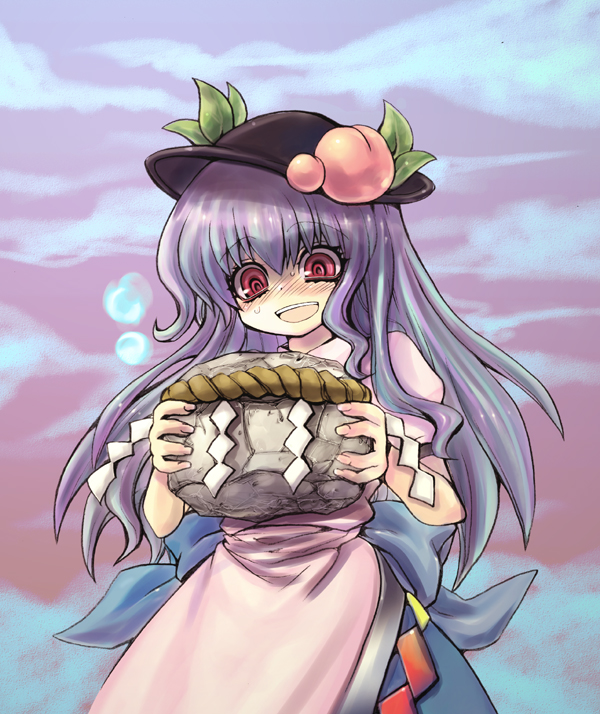 1girl, bad_id, bad_pixiv_id, blue_hair, female_focus, food, fruit, gem_(ddt)