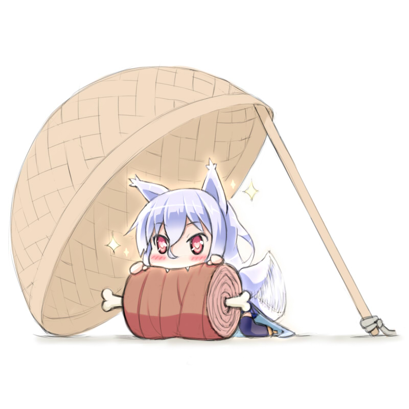 1girl, afterimage, animal_ears, bad_id, bad_pixiv_id, basket, blush, boned_meat