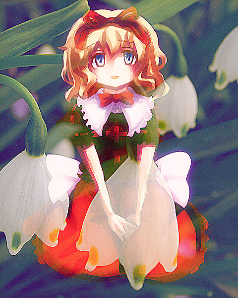 1girl, bad_id, bad_pixiv_id, blonde_hair, culotte_(hosenrock), doll, female_focus, flower