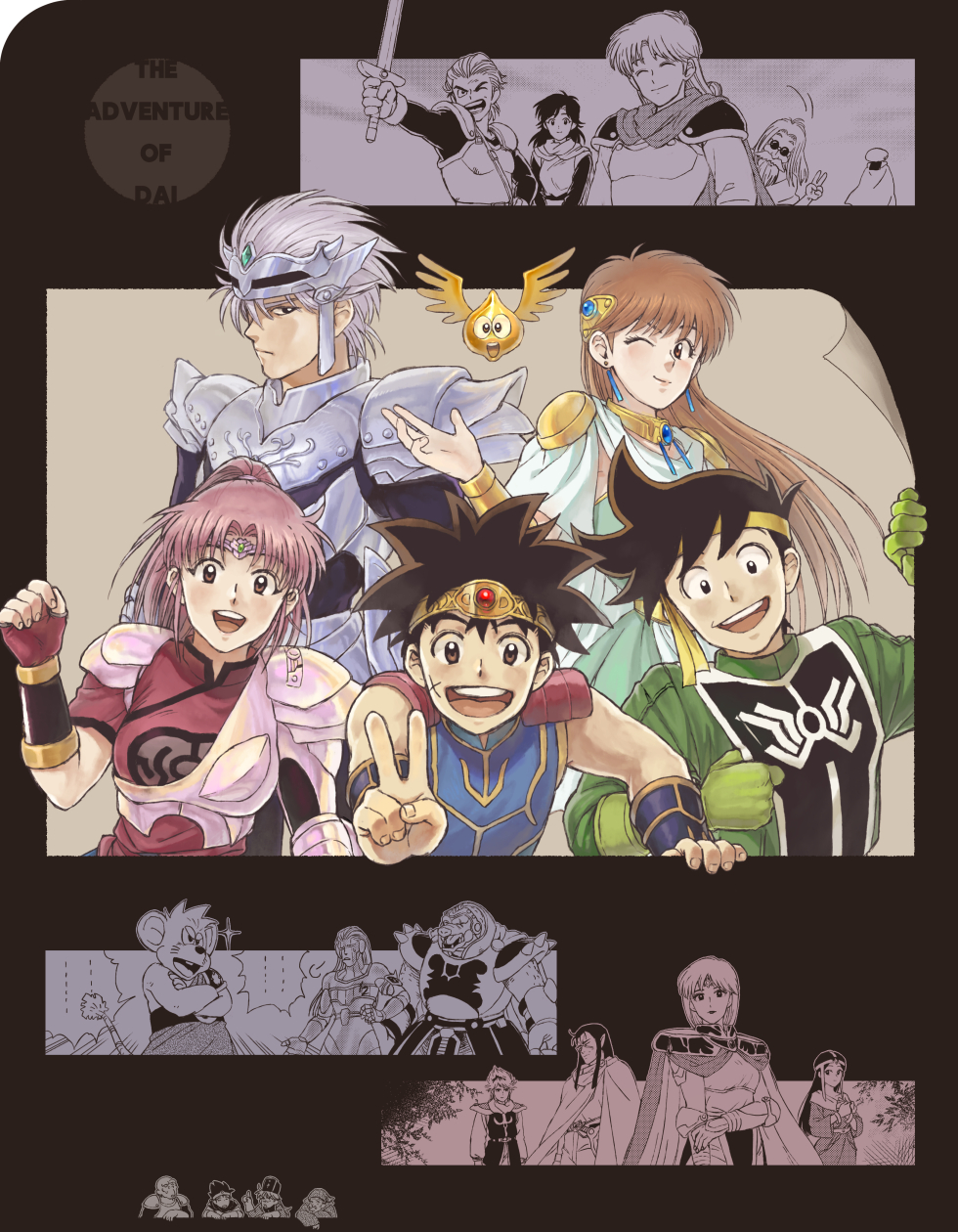 :d, armor, avan_de_ginual_the_third, black_hair, border, breastplate, breasts, brown_border