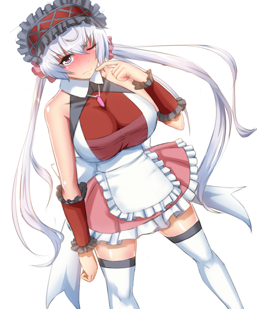 10s, 1girl, adapted_costume, apron, blush, bow, breasts, dsc_103