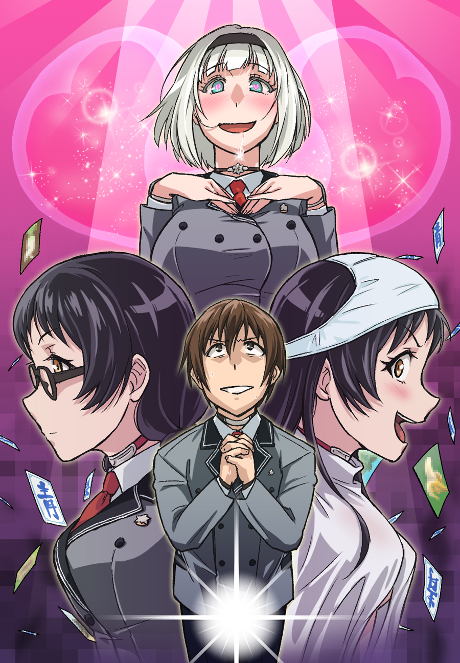 10s, anna_nishikinomiya, black_hair, blue_snow, blush, bracelet, choker, glasses