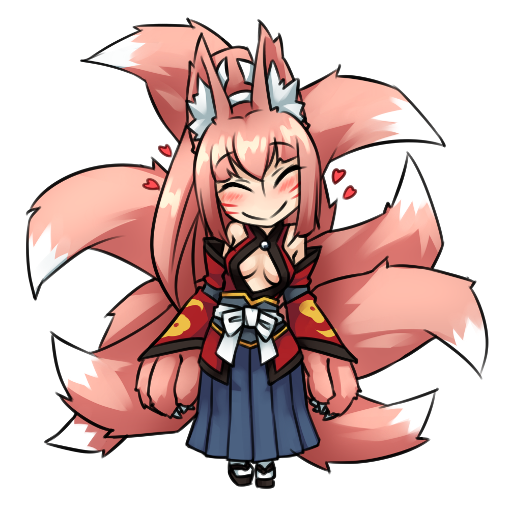 1girl, ^_^, animal_ear_fluff, animal_ears, animal_hands, blush, center_opening, chibi