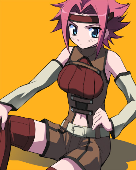 00s, 1girl, arm_warmers, bare_shoulders, belt, code_geass, female_focus, kouzuki_kallen