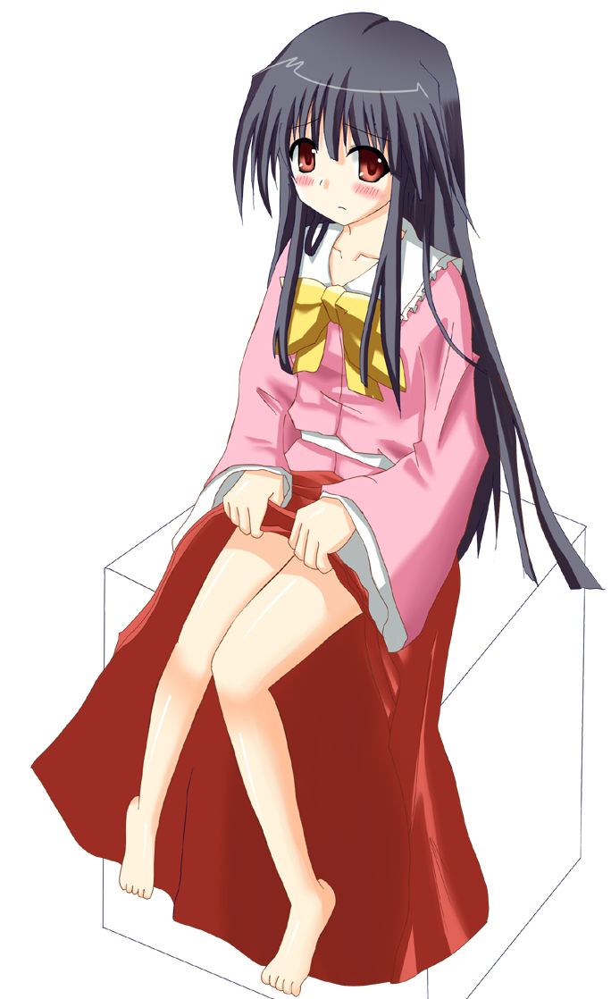 1girl, barefoot, blush, female_focus, houraisan_kaguya, sad, solo, takatsuki