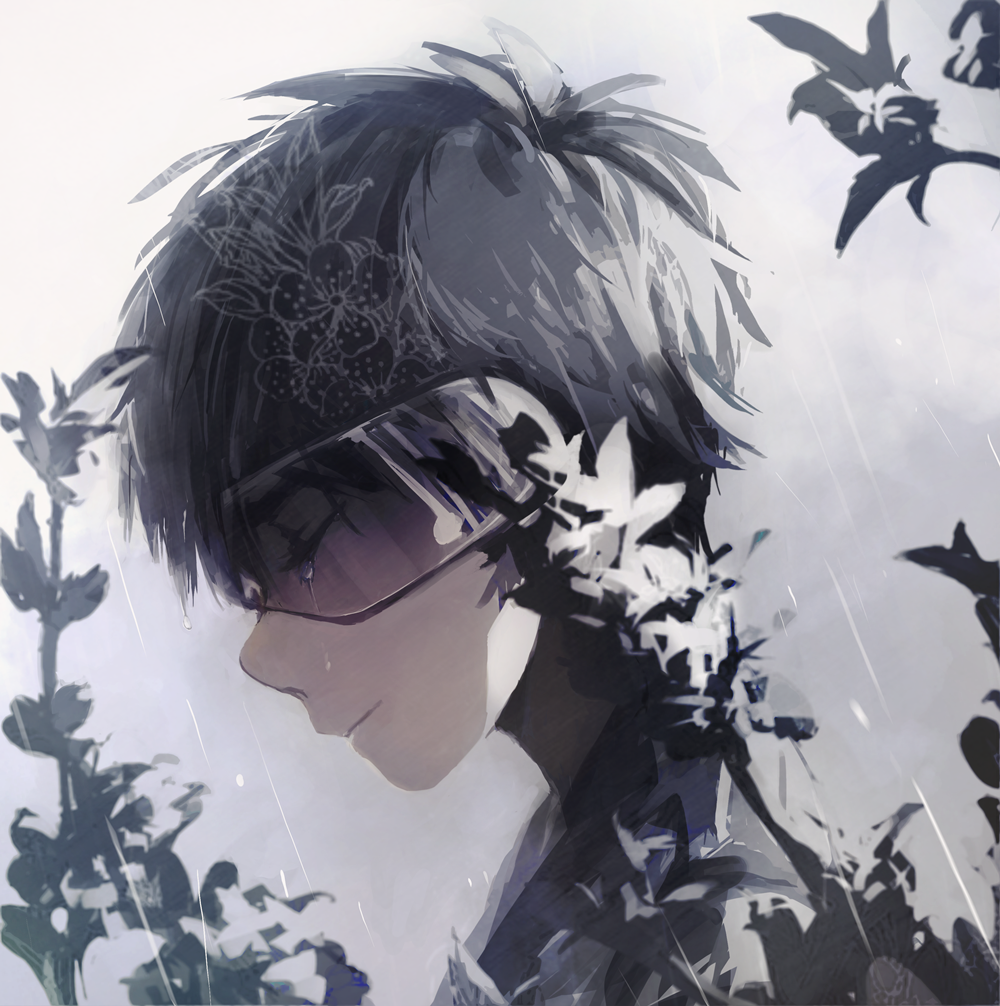 1boy, big_hero_6, closed_eyes, disney, gradient_background, hiro_hamada, left_mouse, male_focus, marvel, rain, solo, tears, visor