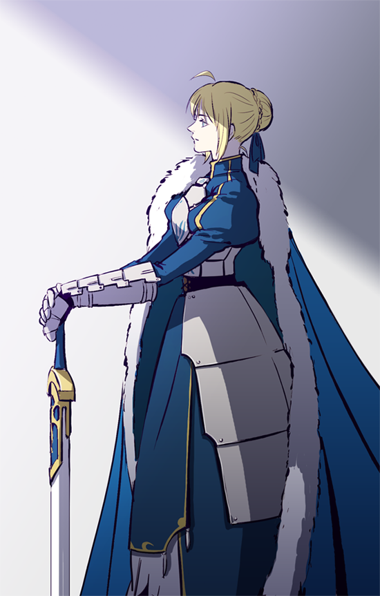 1girl, armor, armored_dress, artoria_pendragon_(fate), bad_id, bad_pixiv_id, blonde_hair, cape