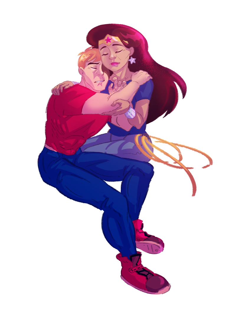 1boy, 1girl, couple, dc_comics, denim, hetero, hug, jeans
