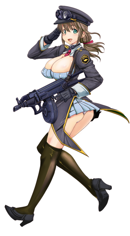 1girl, :d, aqua_eyes, ass, black_gloves, blush, breasts, brown_hair