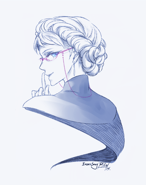 1girl, blue_eyes, elsa_(frozen), enseisong, female_focus, finger_to_mouth, frozen_(disney), glasses