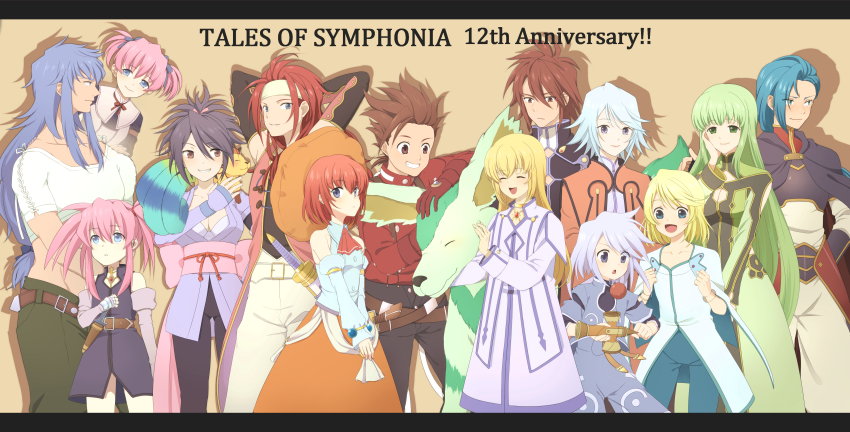 00s, 6+boys, 6+girls, absurdres, alicia_combatir, anniversary, arm_warmers, asazuke25