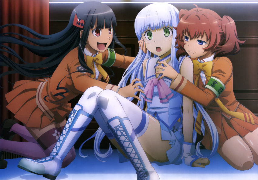 10s, 3girls, :3, :o, absurdres, aoki_hagane_no_arpeggio, ashigara_(aoki_hagane_no_arpeggio), black_hair