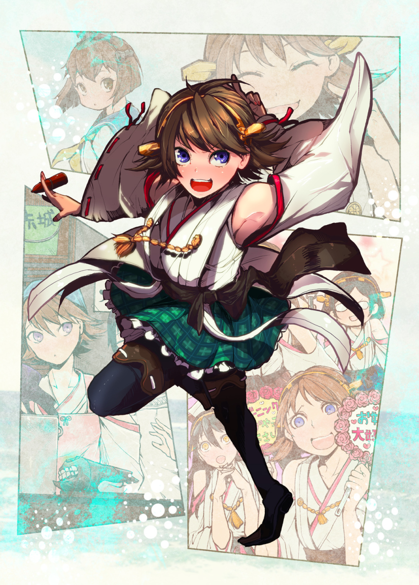 >:d, 10s, 6+girls, :d, abyssal_ship, apron, bare_shoulders, black_hair