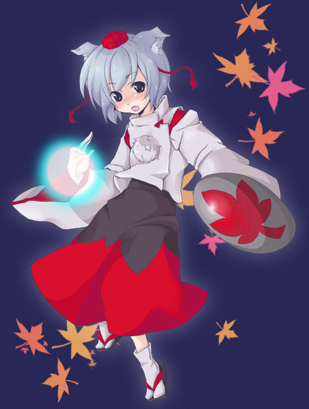 1girl, female_focus, geta, inubashiri_momiji, long_skirt, momoko_(artist), momoko_(kashitsuki), skirt