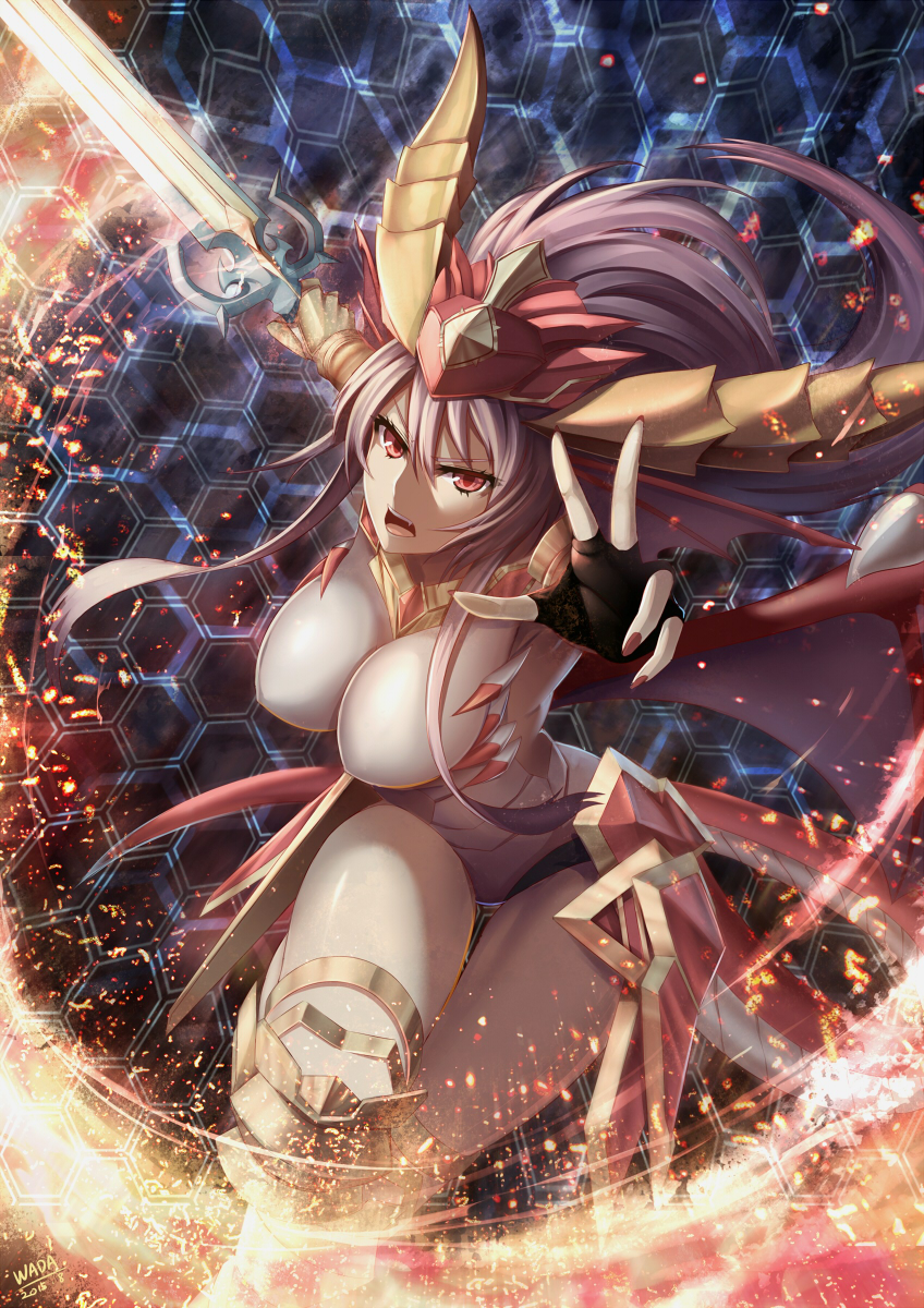 1girl, bad_id, bad_pixiv_id, breasts, dragon_girl, dragon_horns, dragon_wings, elbow_gloves