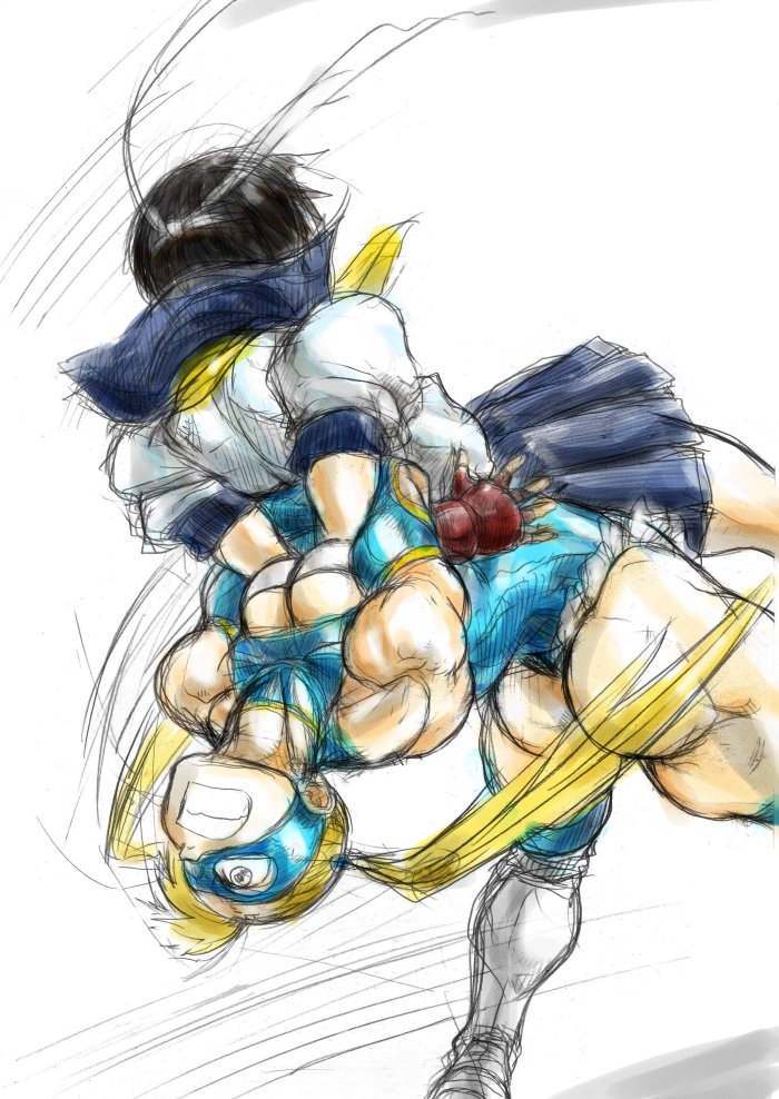 1990s_(style), 2girls, ass, black_hair, blonde_hair, blue_sailor_collar, breasts, cleavage