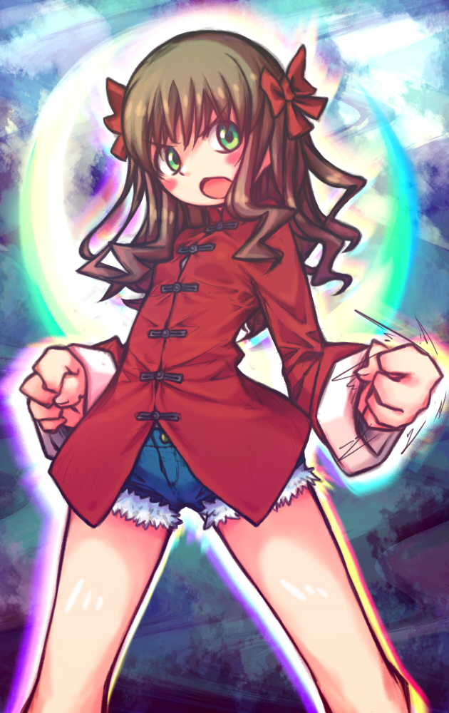 00s, 1girl, arima_miyako, aura, blush, bow, brown_hair, chinese_clothes