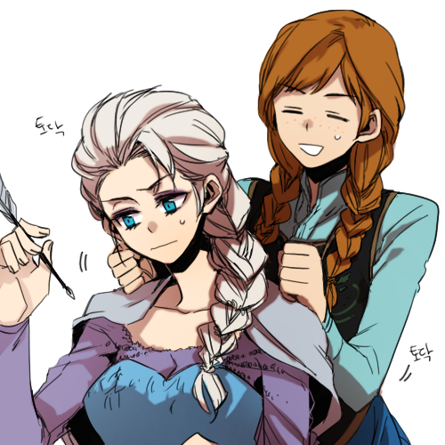 2girls, anna_(frozen), blanket, blonde_hair, blue_eyes, braid, elsa_(frozen), frozen_(disney)