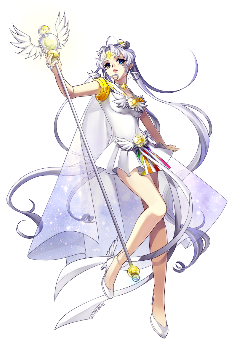 1girl, ahoge, bishoujo_senshi_sailor_moon, bishoujo_senshi_sailor_moon_stars, blue_eyes, brooch, cape, choker