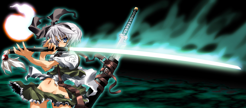 1girl, alternate_weapon, angry, bow, bowtie, delusion_overdose, female_focus, fighting_stance