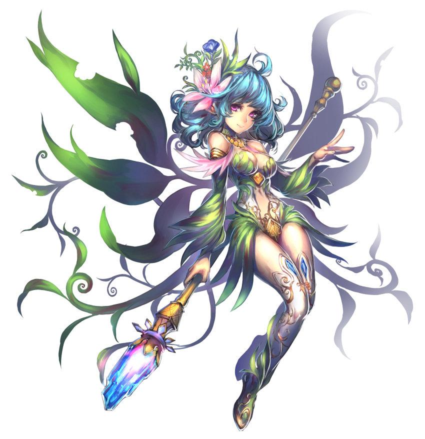 1girl, akitani_kou, bare_shoulders, blue_hair, breasts, cleavage, closed_mouth, female_focus