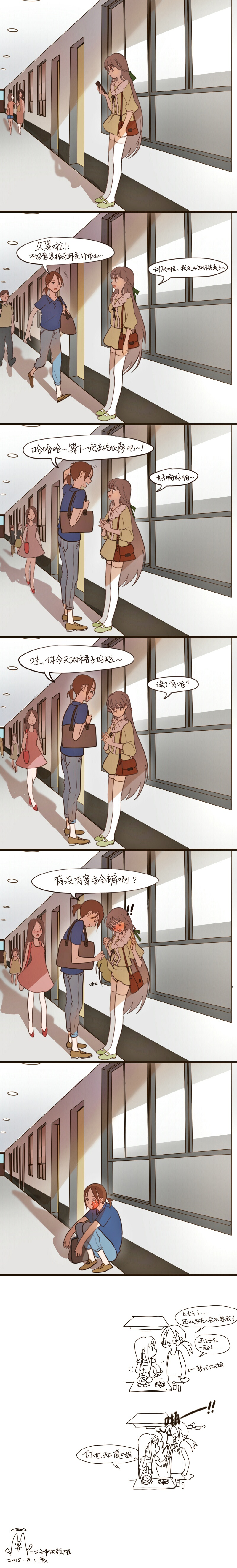 1boy, 6+girls, absurdres, glasses, highres, long_image, magan_and_danai, multiple_girls