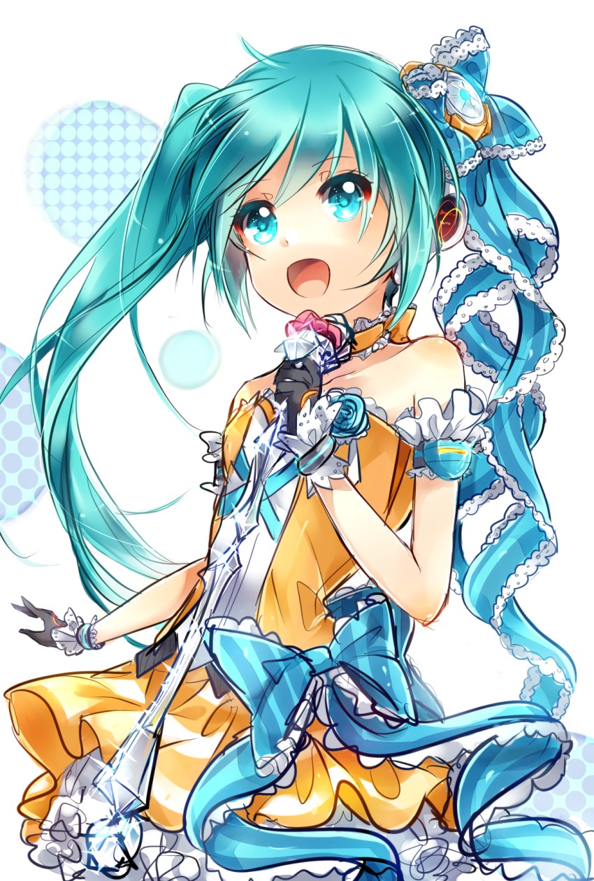 1girl, alternate_hairstyle, bad_id, bad_pixiv_id, esdy, female_focus, gloves, hatsune_miku