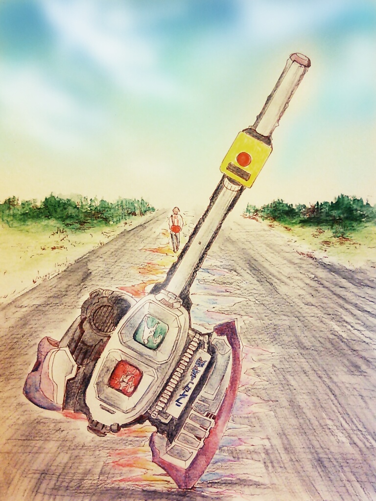 axe, kamen_rider, kamen_rider_drive_(series), planted, planted_axe, road, shijima_gou, solo