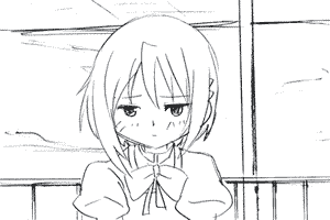 10s, 2girls, animated, animated_gif, casual, fumiko_(mesushi), greyscale, hair_ornament