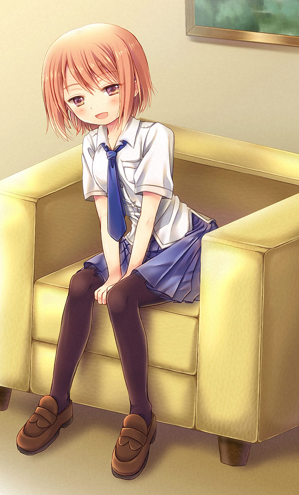 10s, 1girl, brown_eyes, charlotte_(anime), couch, female_focus, hinokami_sakura, medoki_(charlotte)