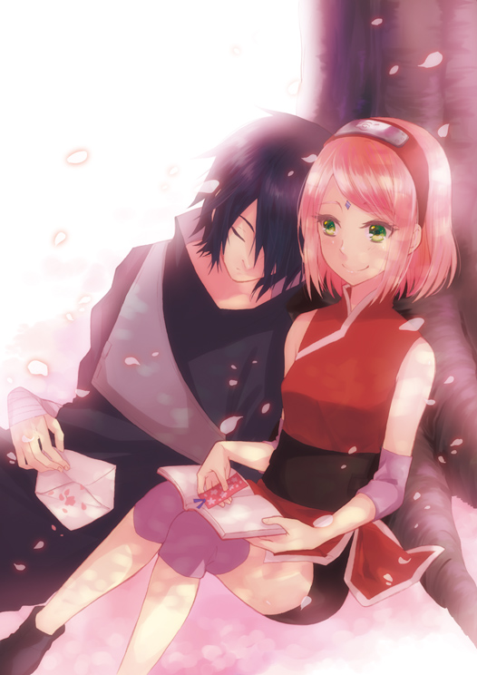 1boy, 1girl, arm_warmers, bike_shorts, black_hair, couple, facial_mark, forehead_mark