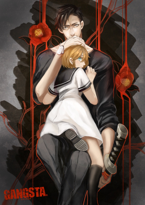 10s, 1boy, 1girl, black_hair, blush, brown_hair, child, copyright_name