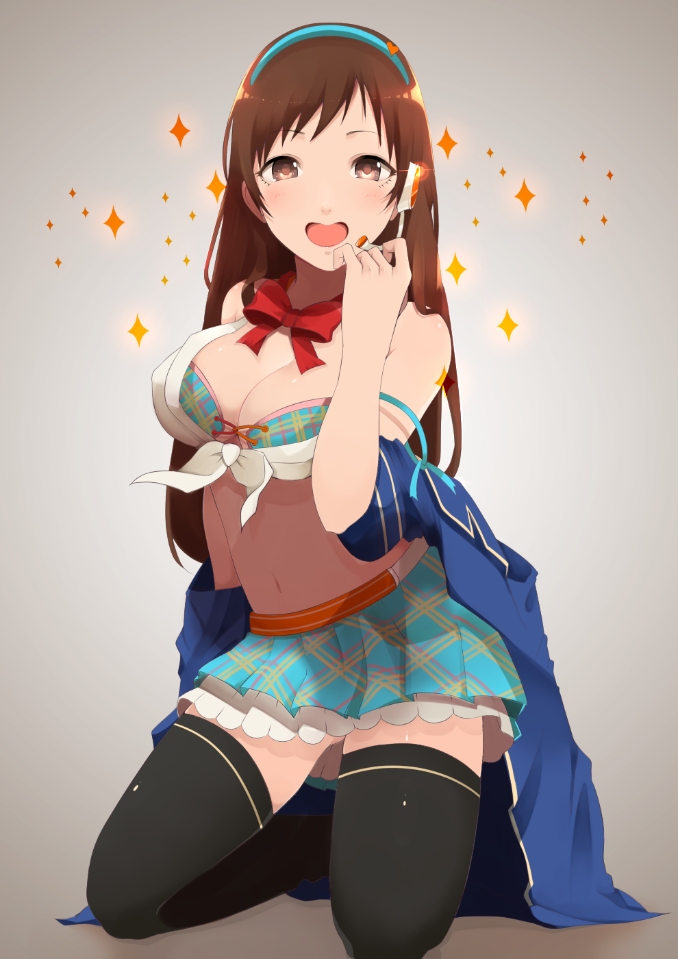 10s, 1girl, akuan_(7jackpot7), bad_id, bad_pixiv_id, bare_shoulders, breasts, brown_eyes