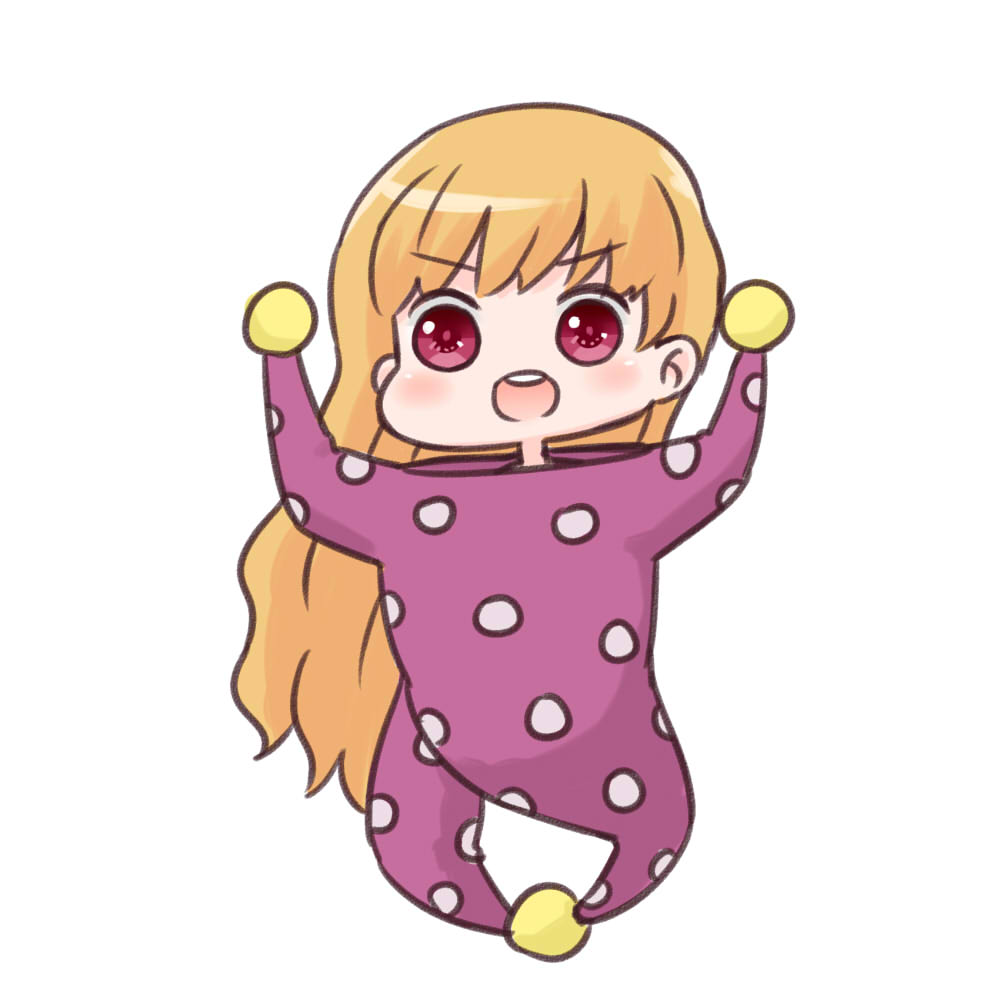 1girl, batta_(ijigen_debris), blonde_hair, chibi, clownpiece, female_focus, hat, in_hat