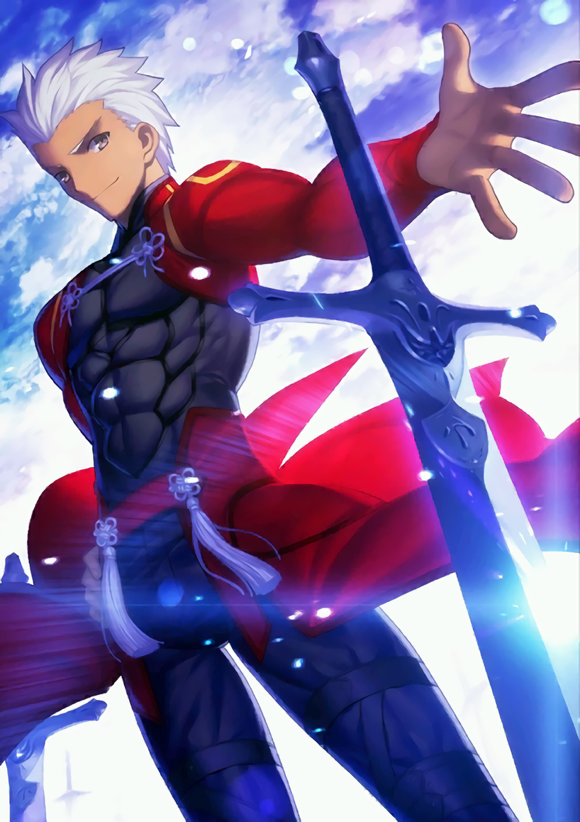 1boy, archer_(fate), archer_(third_ascension)_(fate), brown_hair, dark-skinned_male, dark_skin, dutch_angle, fate/grand_order