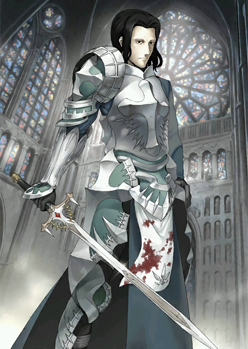 1boy, armor, black_eyes, black_hair, blood, blood_on_clothes, church, cross