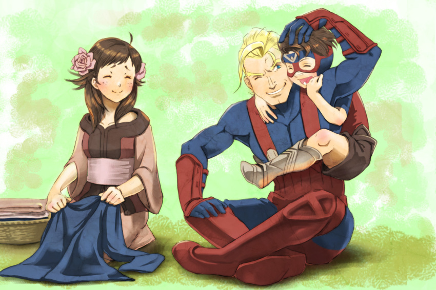 1girl, 2boys, arthur_(fire_emblem_fates), bandaid, bandaid_on_face, bandaid_on_nose, blonde_hair, blue_eyes