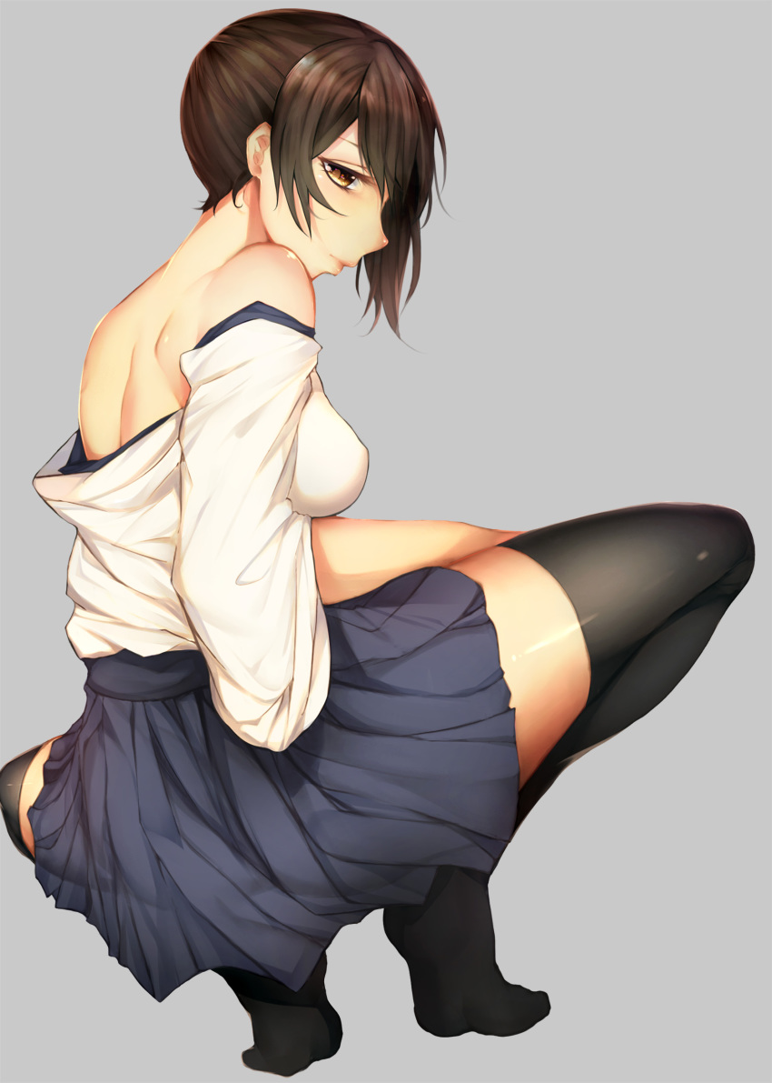 10s, 1girl, absurdres, bad_id, bad_pixiv_id, black_thighhighs, blush, breasts