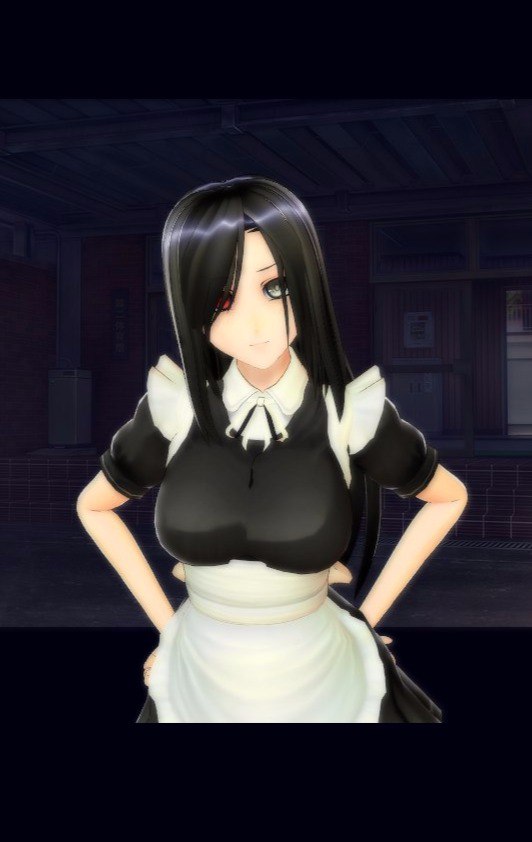 battle, black_hair, colored_skin, gothic_lolita, grey_eyes, heterochromia, kneehighs, lolita_fashion