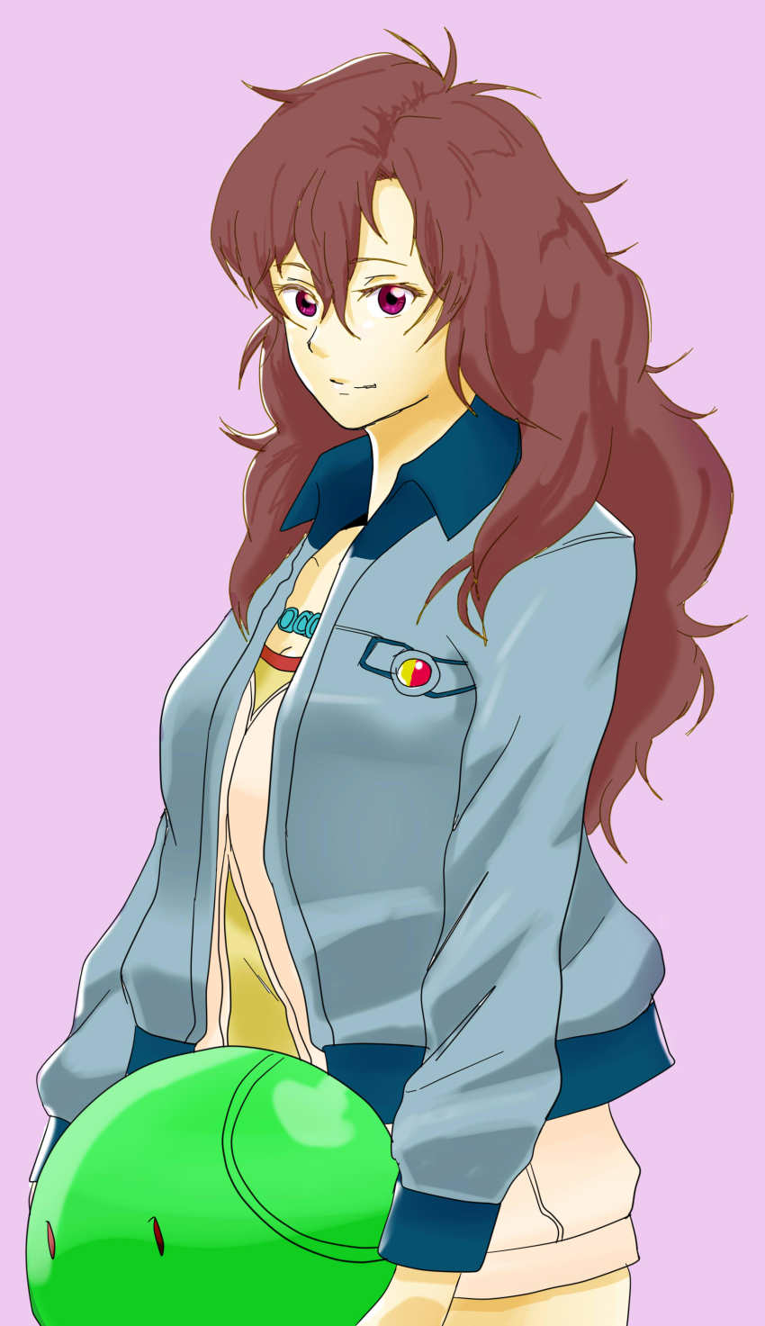 1girl, absurdres, artist_request, gundam, gundam_unicorn, haro, highres, jacket