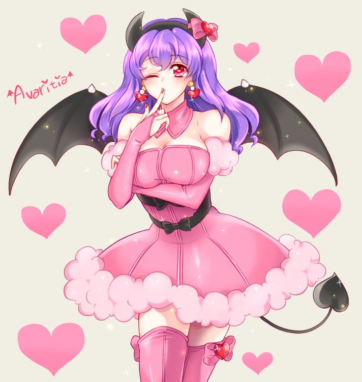 1girl, arm_warmers, avarita_(otoca_d'or), avarita_(otoca_doll), bare_shoulders, bat_wings, black_bow, bow
