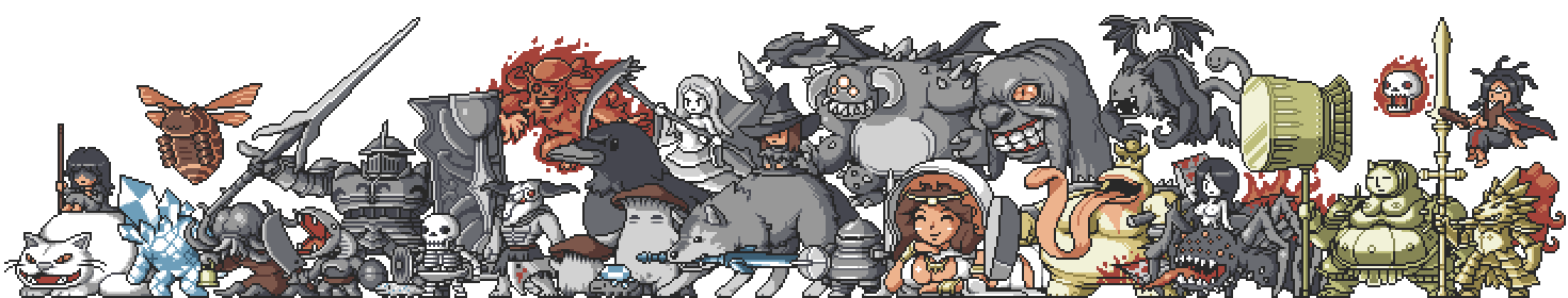 adjudicator, animal, armor, arthropod_girl, axe, bird, black_hair, breasts, brown_hair, bug, cape, capra_demon, cat, chaos_witch_quelaag, cleavage, crow, dark_souls_(series), dark_souls_i, demon's_souls, dragon_slayer_ornstein, everyone, executioner_smough, flamelurker, fool's_idol, fromsoftware, gargoyle, golem, great_grey_wolf_sif, hammer, hat, horns, insect_girl, kingseeker_frampt, knight, lizard, maiden_in_black, maneater, mindflayer, monster, monster_girl, multiple_boys, multiple_girls, mushroom, paul_robertson, polearm, priscilla_the_crossbreed, queen_of_sunlight_gwynevere, scythe, sieglinde_of_catarina, single_horn, skeleton, spear, spider_girl, staff, sword, tower_knight, vanguard, weapon, witch, witch_hat, wolf, yuria_the_witch