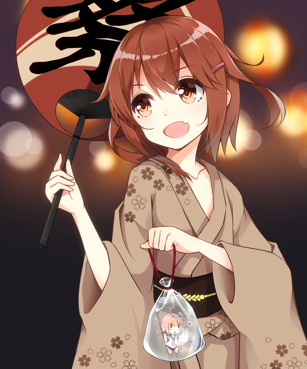 10s, 2girls, bag, brown_eyes, brown_hair, colis_(regunm772), hair_ornament, hairclip