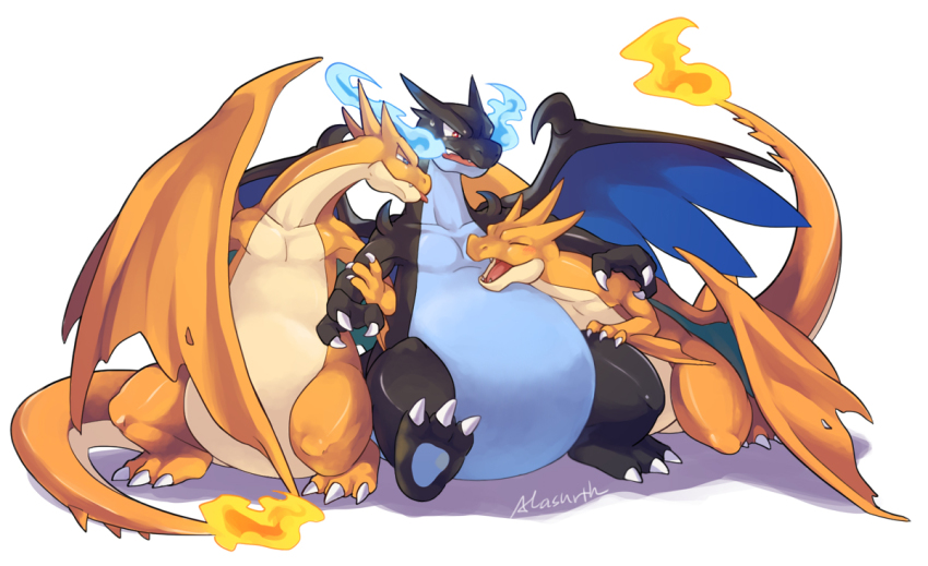 blue_fire, blush, charizard, claws, dragon, fangs, fire, gen_1_pokemon