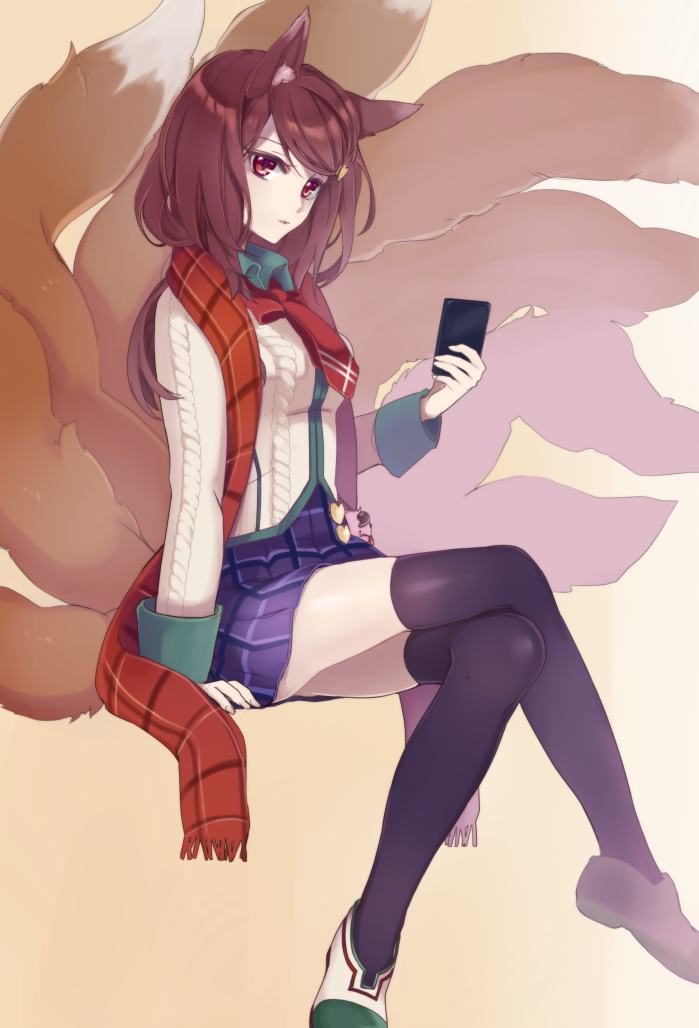 1girl, academy_ahri, ahri_(league_of_legends), alternate_costume, alternate_eye_color, alternate_hair_color, animal_ears, arm_support