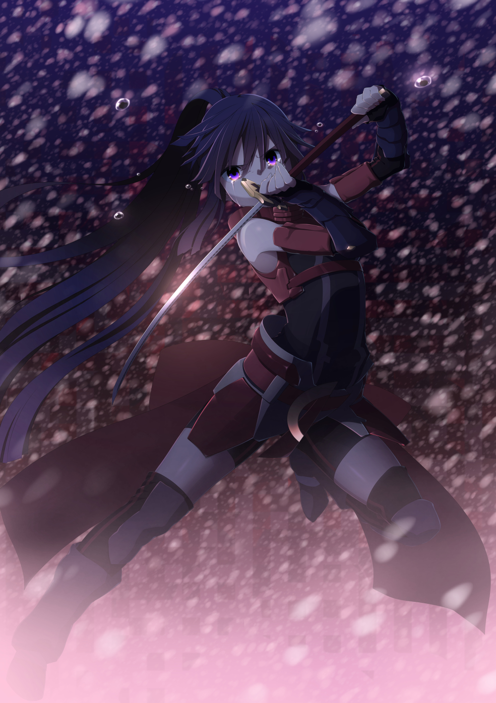 10s, 1girl, akatsuki_(log_horizon), black_hair, boots, detached_sleeves, female_focus, fingerless_gloves