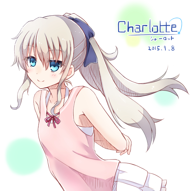 10s, 1girl, bad_id, bad_pixiv_id, blue_eyes, casual, charlotte_(anime), copyright_logo